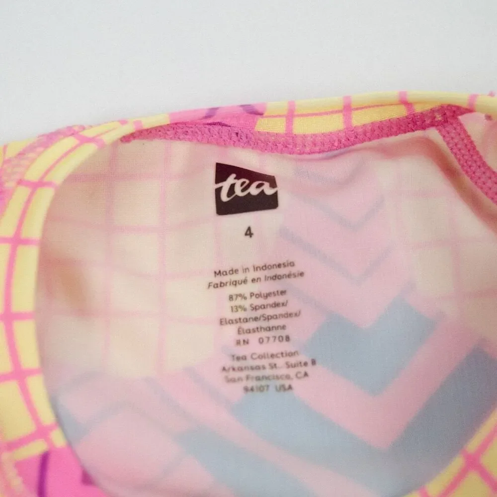 Tea‎ Collection Pineapple Print Short Sleeve Rash Guard Pink Yellow Toddler Sz 4
